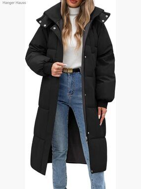 Long Puffer Coat - Warm Winter Quilted Jacket Full Length Zip Up Down Coat
